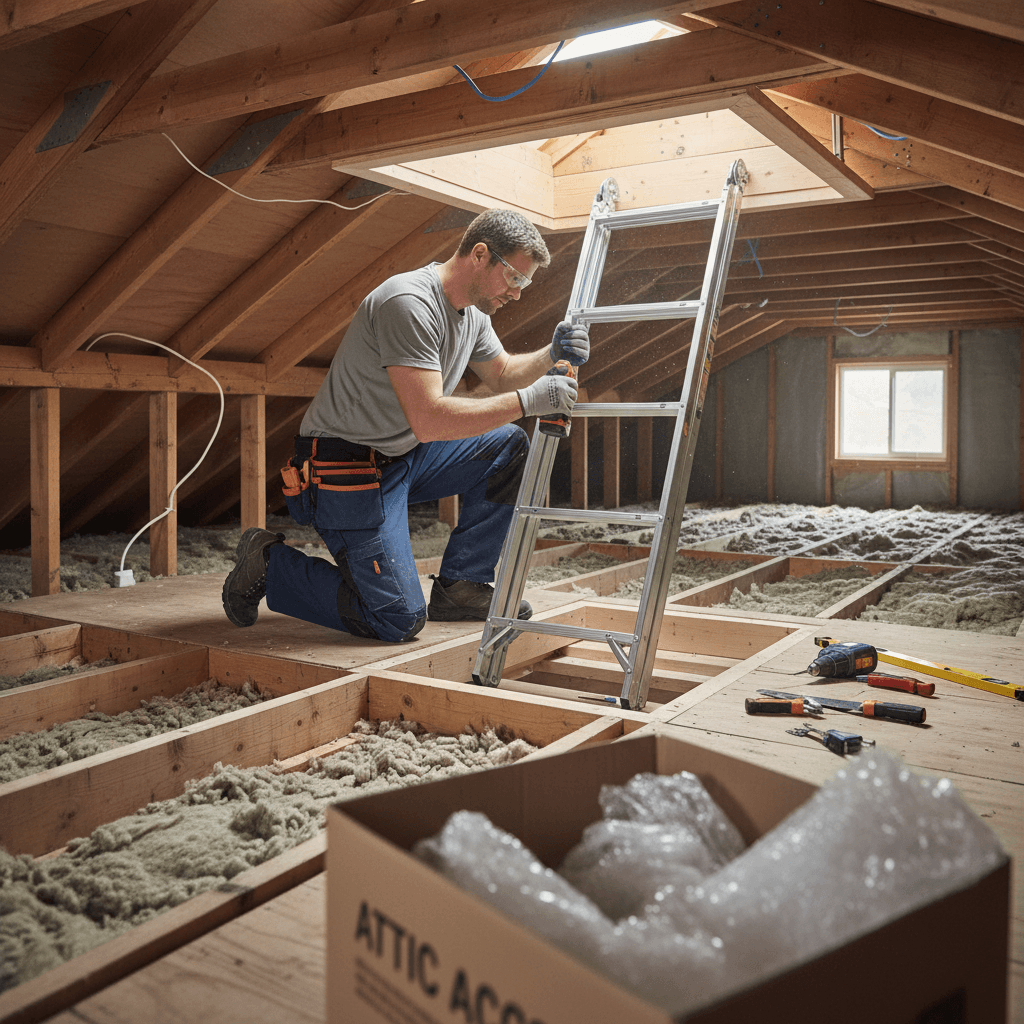 Loft hatch and ladder installation